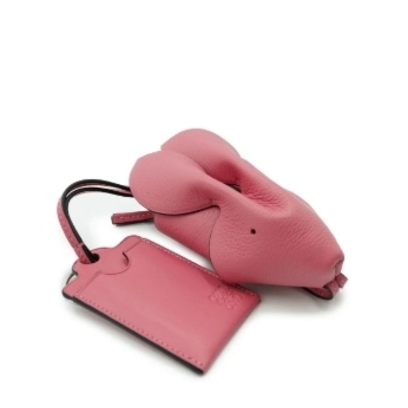 NWT LOEWE Bunny Leather Necklace Keychain Card Holder case Key ring charm strap - Picture 6 of 6